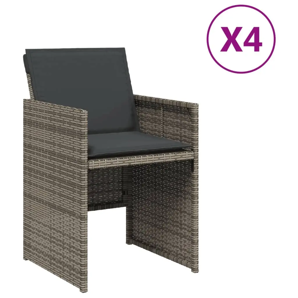 Outdoor Chairs 4pcs Garden Seating with Cushions Grey Poly Rattan Patio