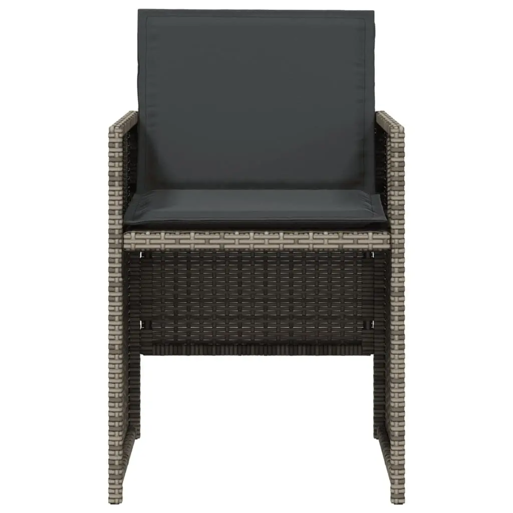 Outdoor Chairs 4pcs Garden Seating with Cushions Grey Poly Rattan Patio