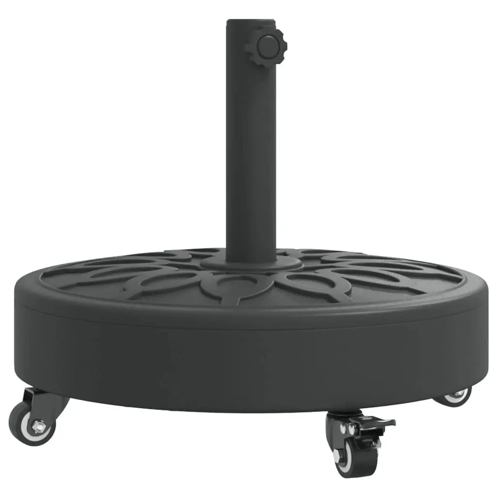 Parasol Base with Lockable Wheels Concrete-filled Black for 38mm 48mm Poles Outdoor Umbrella