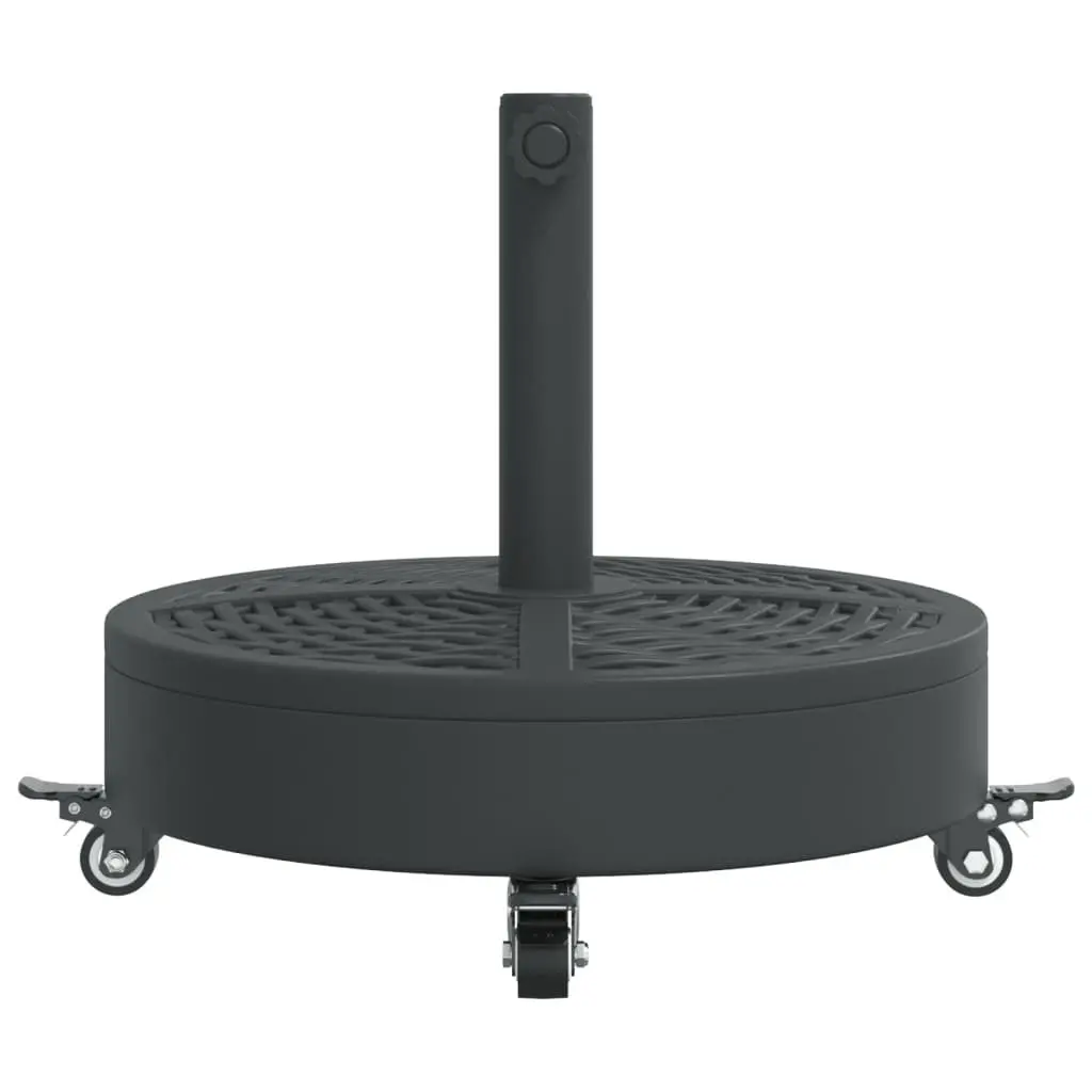 Parasol Base Round 27kg with Wheels Lockable Castors Black Outdoor Umbrella Stand