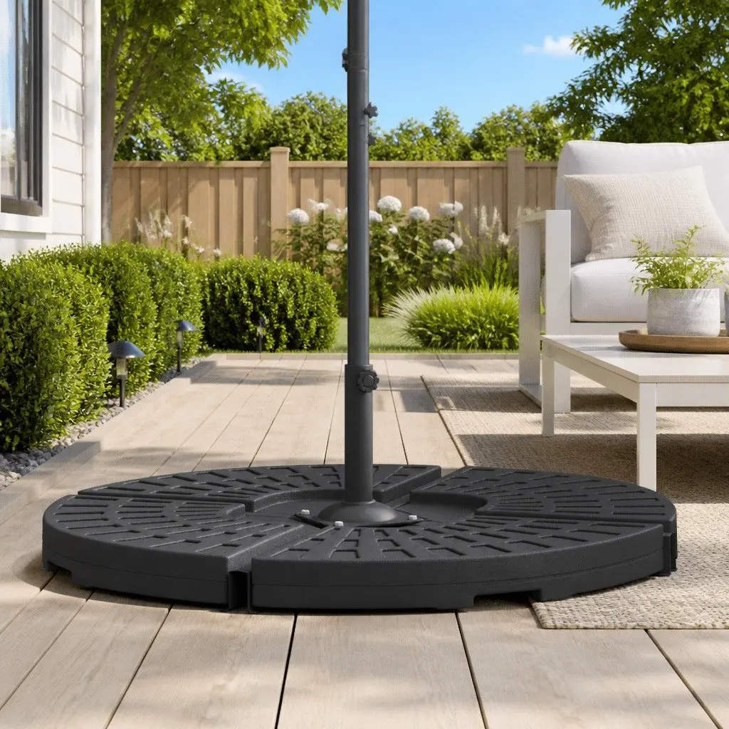 Parasol Base Weight 20kg Concrete Filled Polyethene Black with Handle for Cross Stand Umbrellas