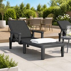 Sun Lounger 4-Way Adjustable Backrest Outdoor Chaise Lounge Chair Relaxing