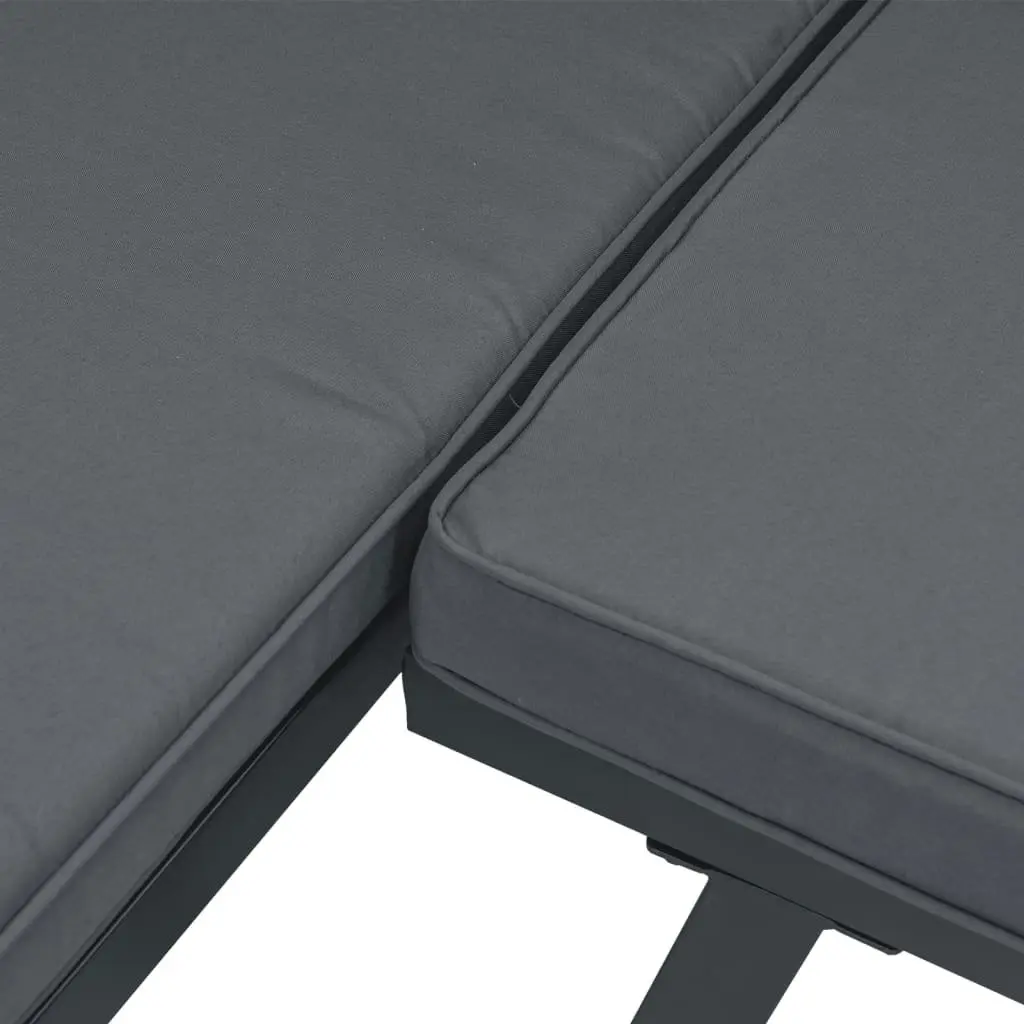 Garden Benches Outdoor Seating Set 2 pcs Black Steel Frame Cushioned Lounger