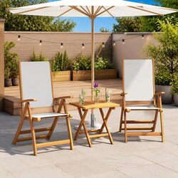 Folding Garden Chairs 2 pcs Wood Textilene Outdoor Patio Seating Brown