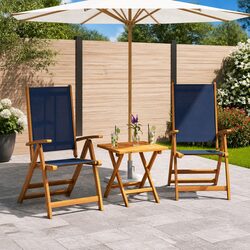 Folding Outdoor Chairs 2 pcs Wood Acacia Textilene Adjustable Backrest Garden