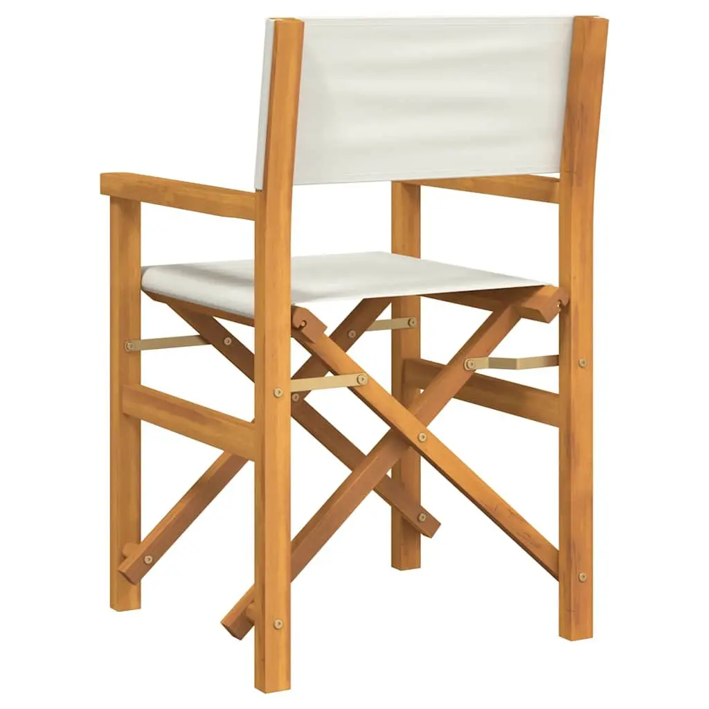 Folding Director's Chair Cream Teak Wood Outdoor Garden Patio Seating