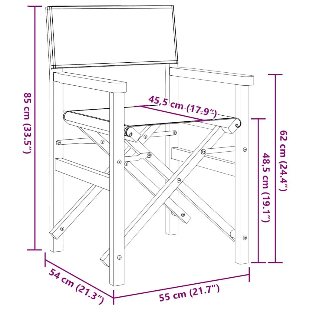 Folding Director's Chair Cream Teak Wood Outdoor Garden Patio Seating