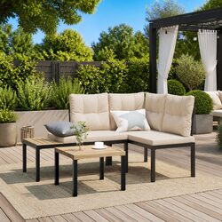 Outdoor Garden Benches 2 pcs Black Steel Frame Cushioned Patio Seating Furniture