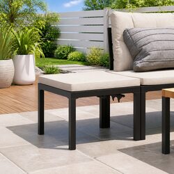 Garden Stool with Cushion Black Outdoor Foot Rest Padded Seat Adjustable
