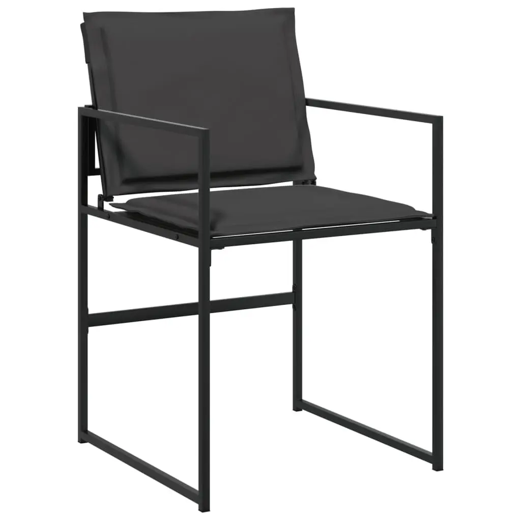 Outdoor Garden Chairs Set 4 Piece Black Steel Frame Textilene Seat Cushions