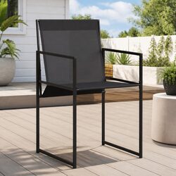 Outdoor Garden Chairs 4 pcs Black Steel Textilene Folding Backrest Durable