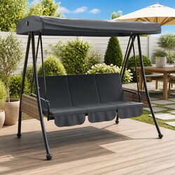 Garden Swing Bench 2-in-1 Adjustable Canopy Outdoor Porch Chair Lounge Seating