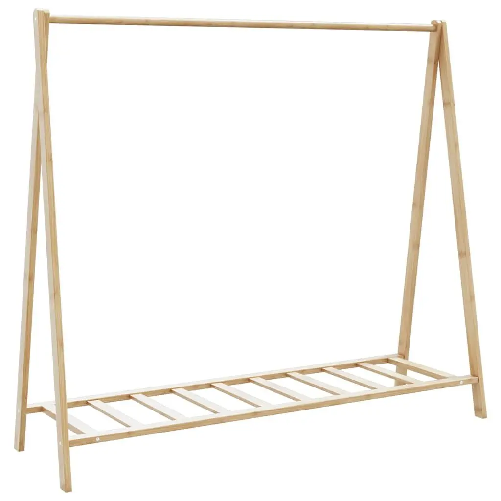 Bamboo Clothes Rack Foldable Garment Organiser with Shelves Brown