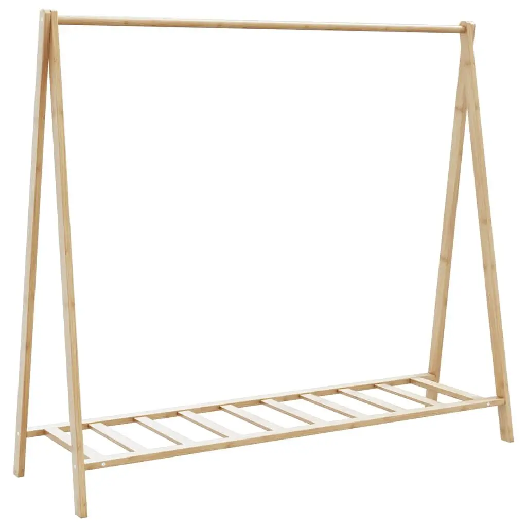 Bamboo Clothes Rack Foldable Garment Organiser with Shelves Brown