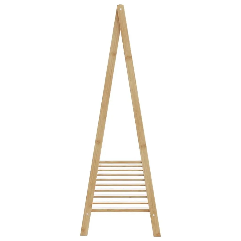 Bamboo Clothes Rack Foldable Garment Organiser with Shelves Brown