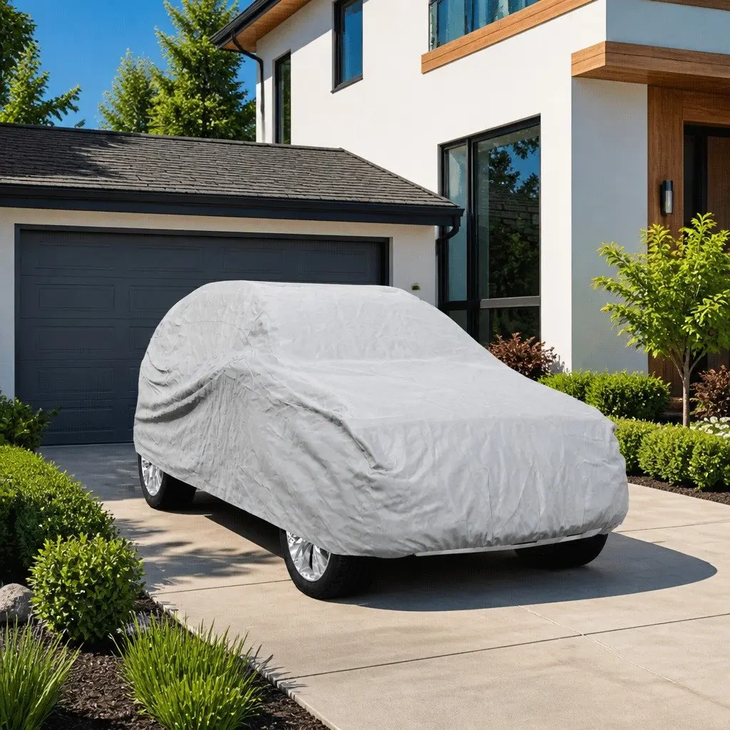 SUV Car Cover Grey Full Size Non-Woven Fabric Breathable Dust Protection