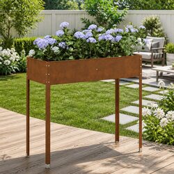 Garden Planter Box Weathering Steel Outdoor Patio Balcony Flower Pot Herbs