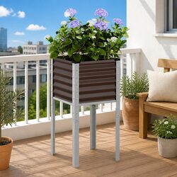 Garden Planter Box Brown Steel Outdoor Patio Balcony Flower Pot Stand Container