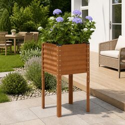 Garden Planter Box 45x45x88 cm Steel Outdoor Flowers Vegetables Herbs Decor