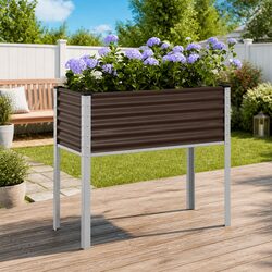 Garden Planter Box Steel Outdoor Raised Bed Flowers Vegetables Herbs Deck Patio