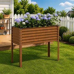 Garden Planter Box 100x45x90 cm Steel Raised Bed Outdoor Flowers Vegetables