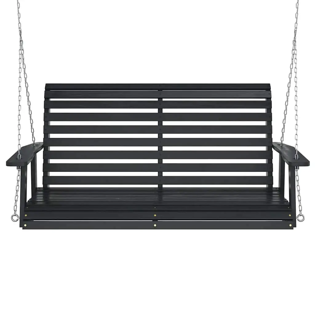 Garden Swing Bench Outdoor Porch Chair Black Solid Wood Fir with Metal Chains