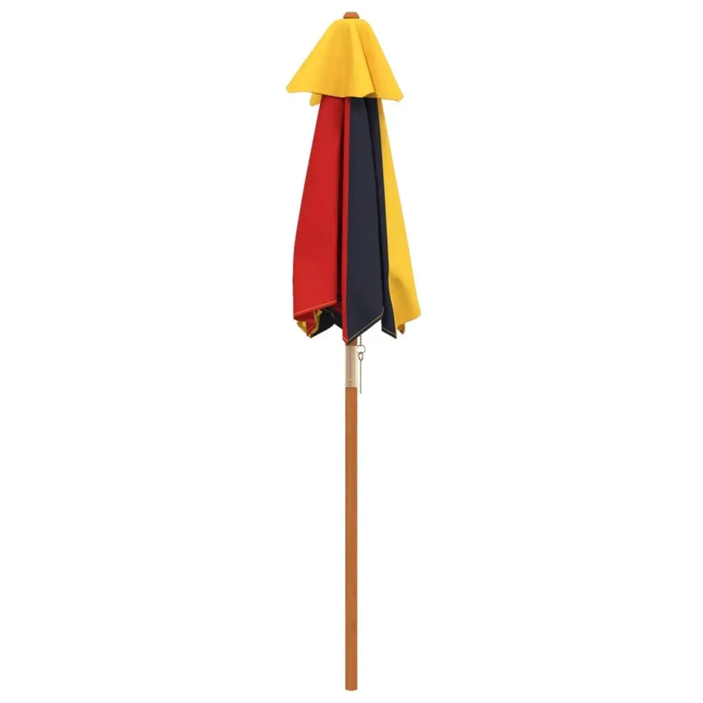 Kids Garden Umbrella Outdoor Sunshade Wooden Pole Multicolour 120cm Diameter 140cm Height