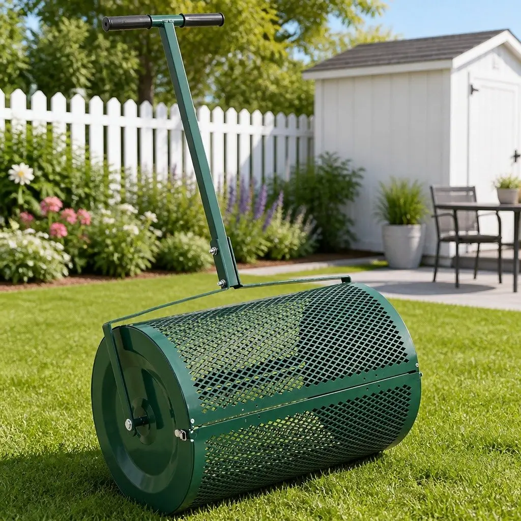 Compost Spreader 75L Steel Garden Lawn Roller Fertilizer Manure Aerator Tool