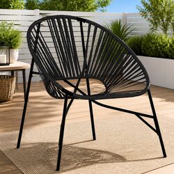 Outdoor Egg Chair Black Garden Seating Relaxation Lounge Seat with Armrests