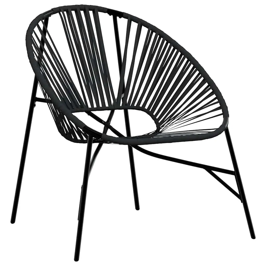 Outdoor Egg Chair Black Garden Seating Relaxation Lounge Seat with Armrests