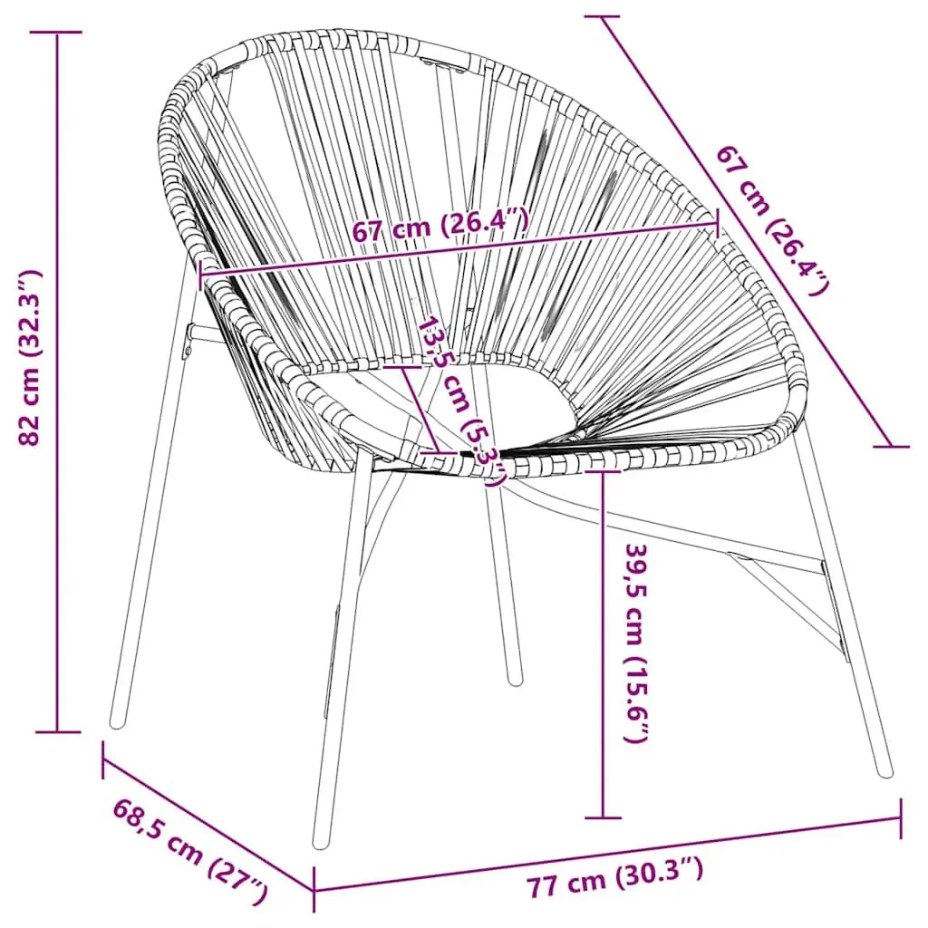 Outdoor Egg Chair Black Garden Seating Relaxation Lounge Seat with Armrests