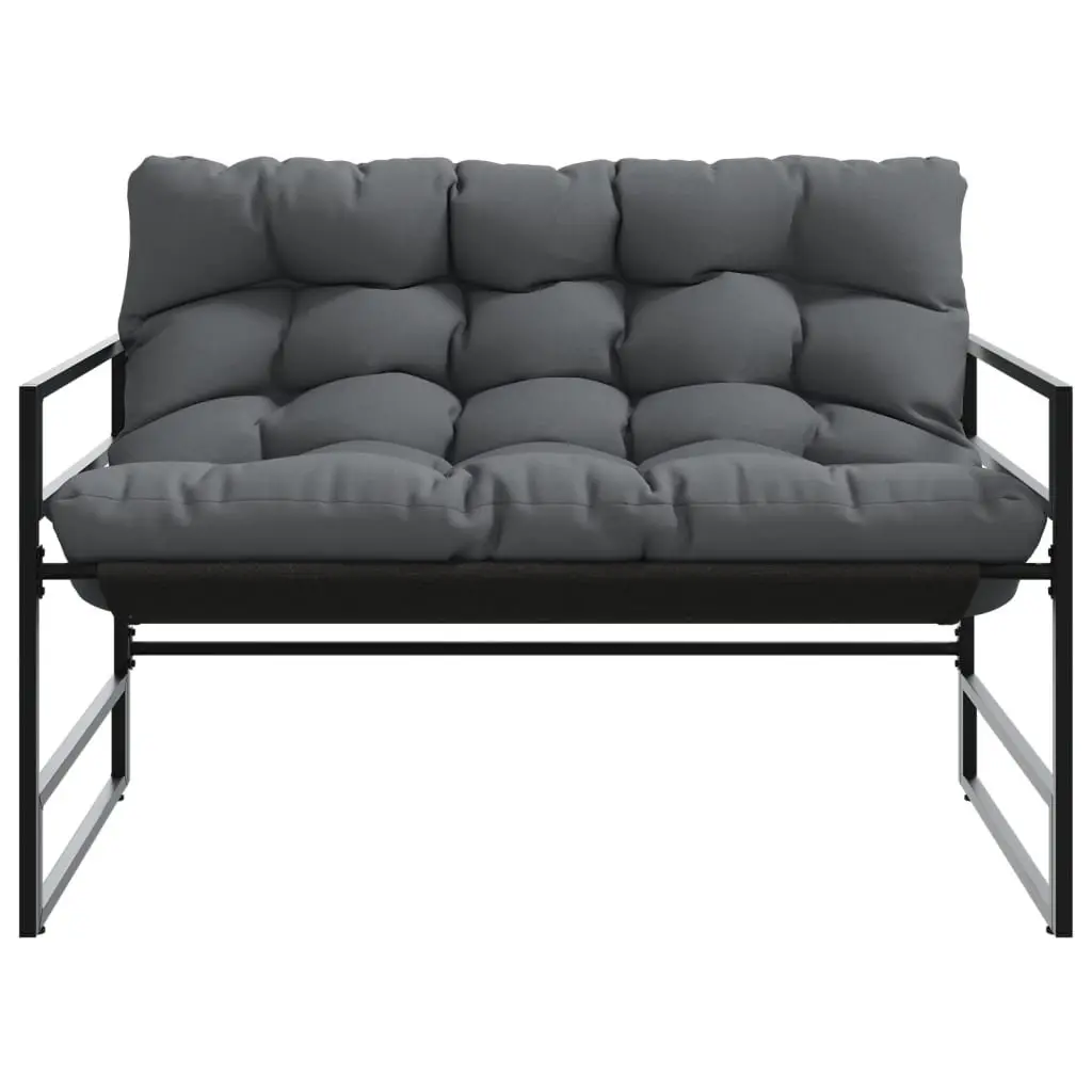 Garden Bench with Cushion 113cm Anthracite Steel Frame