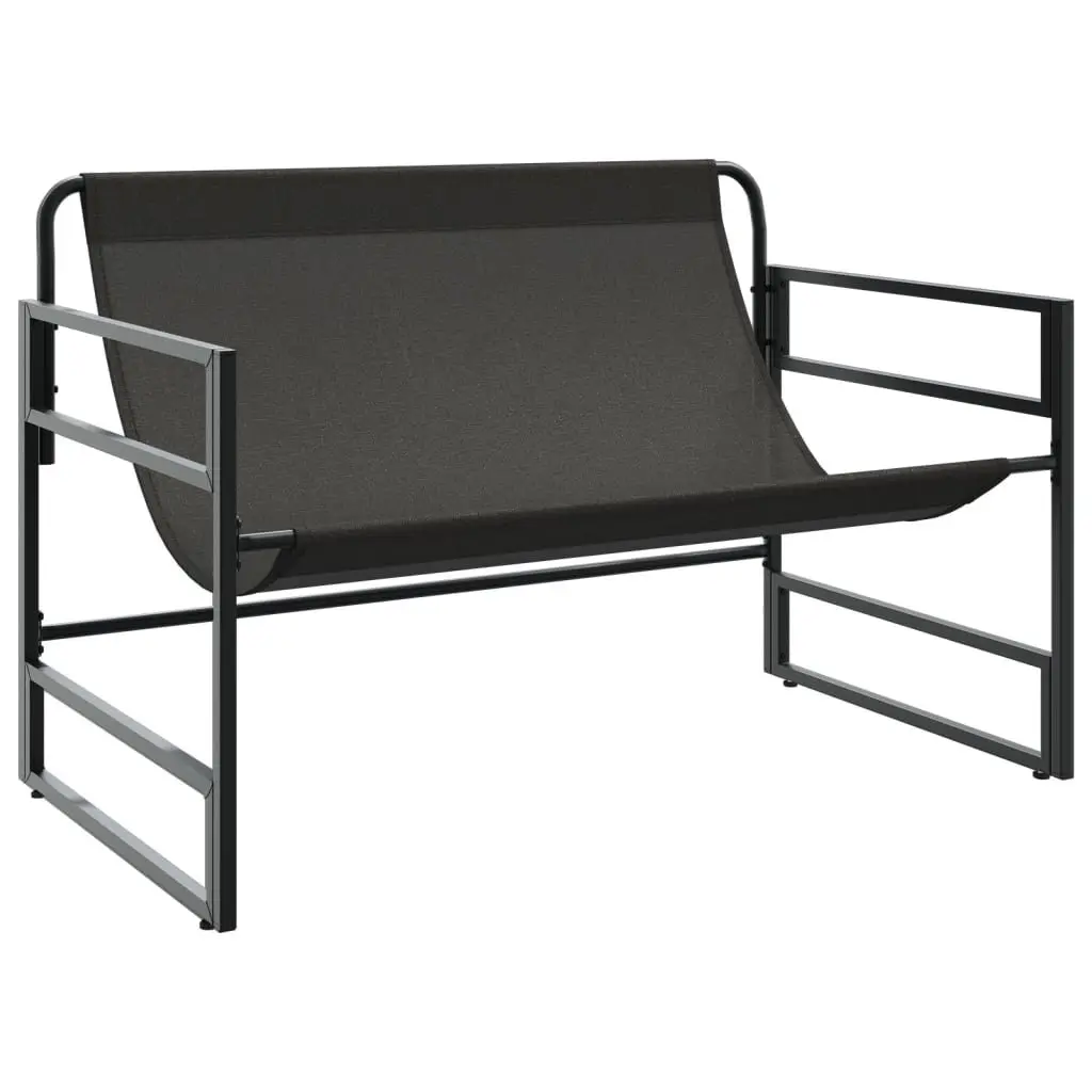Garden Bench with Cushion 113cm Anthracite Steel Frame