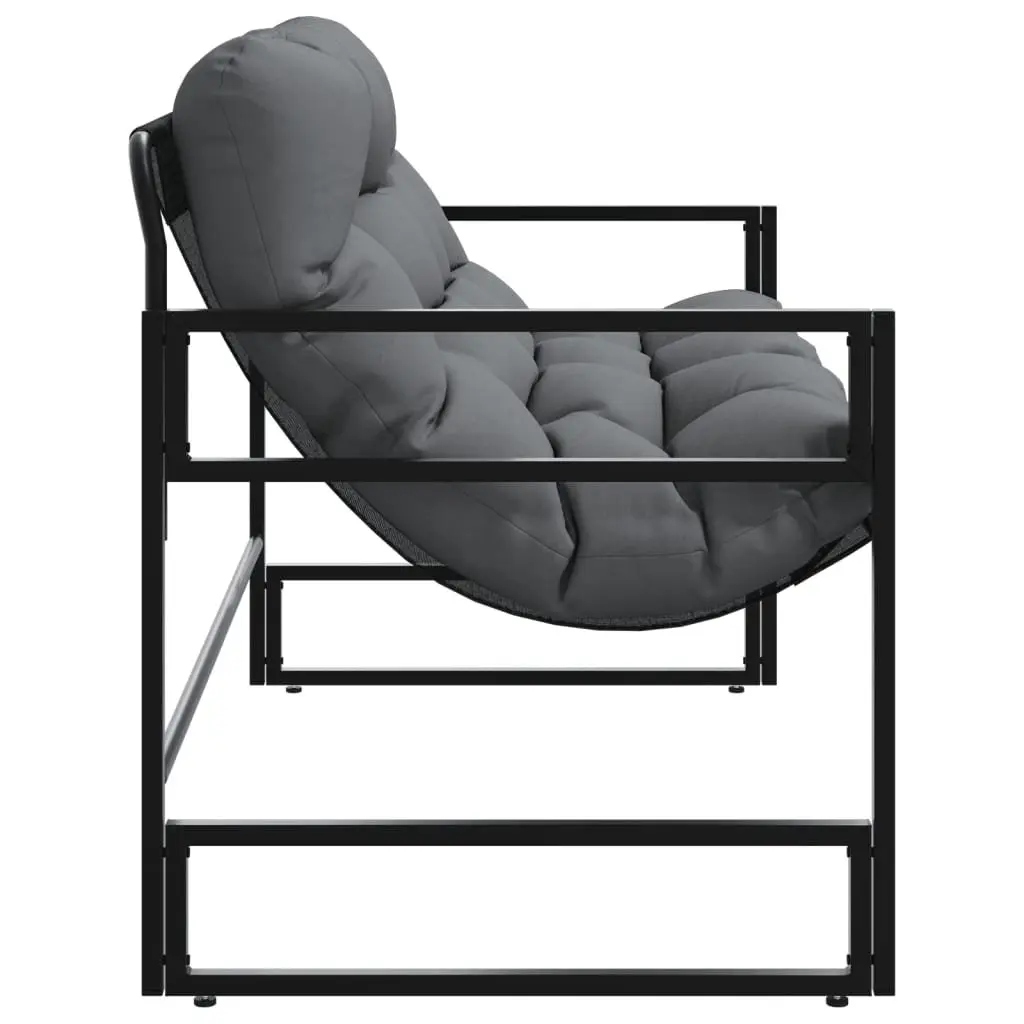 Garden Bench with Cushion 113cm Anthracite Steel Frame