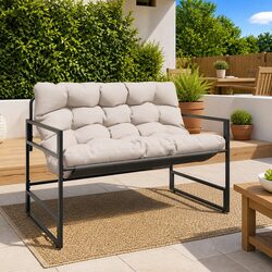 Garden Bench Outdoor Seating with Cushion Taupe 113cm Steel Frame