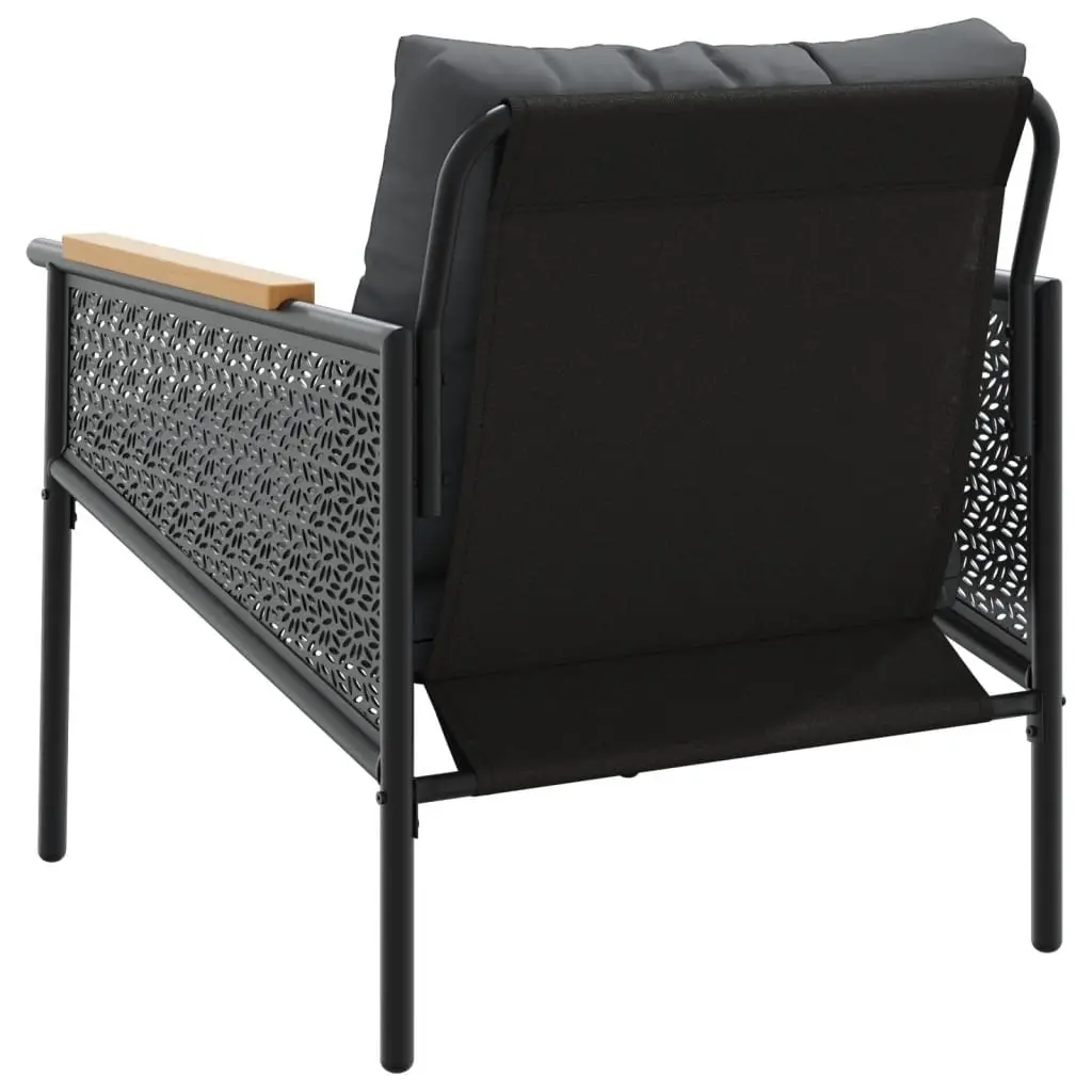 4 Piece Balcony Furniture Set Steel Frame Black Outdoor Patio Garden Seating