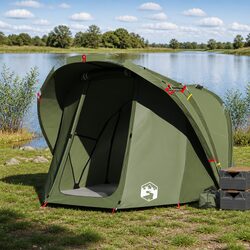 Fishing Tent 4-Person Waterproof Camping Shelter Olive Green Shade Protection