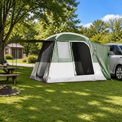 Car Tent 4-Person Green Waterproof Camping Tent with Easy Setup and E-Port