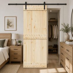 Sliding Door Hardware Kit 213.5cm Steel Track Rail Barn Door System Black