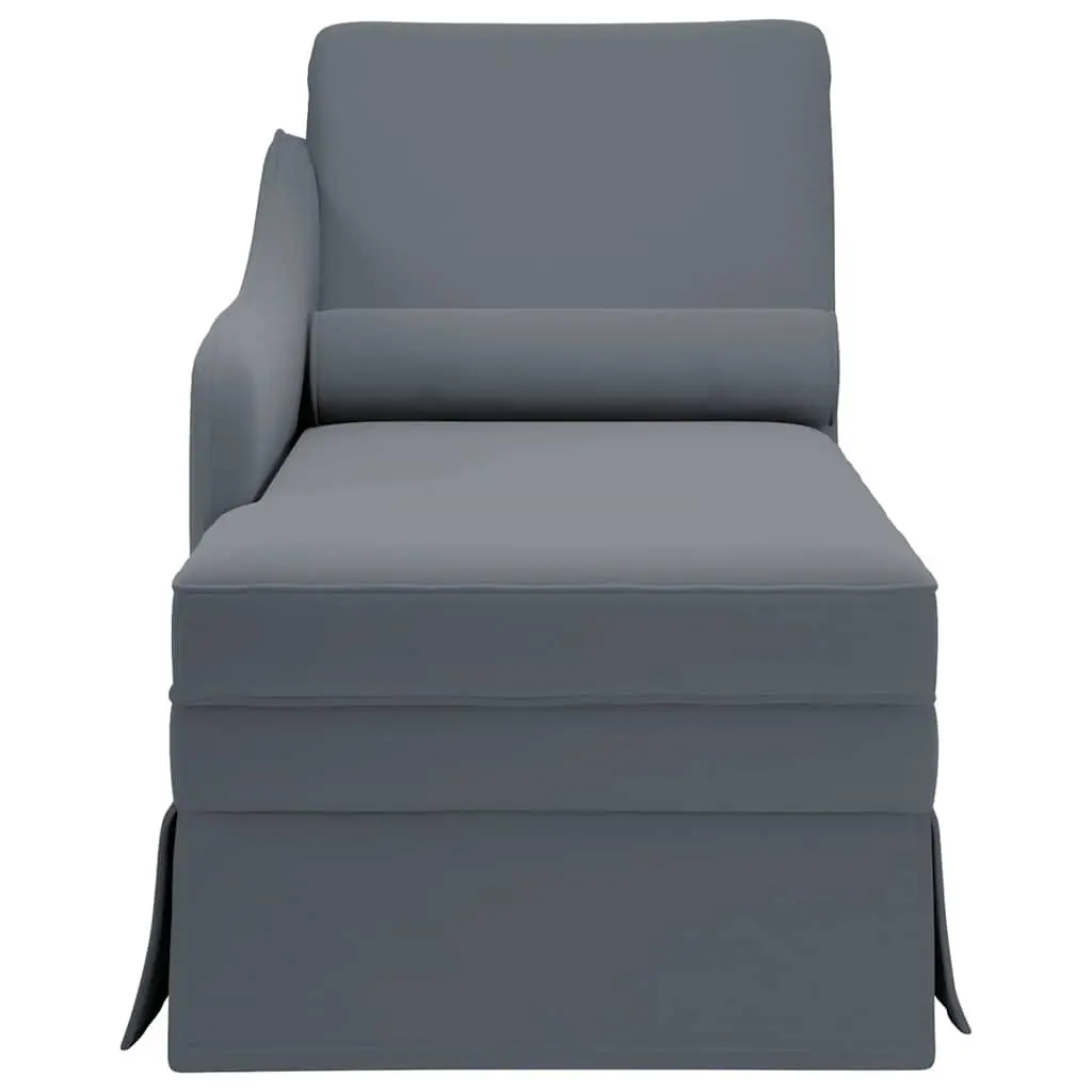 Chaise Lounge Dark Grey Velvet Soft Fabric Right Armrest