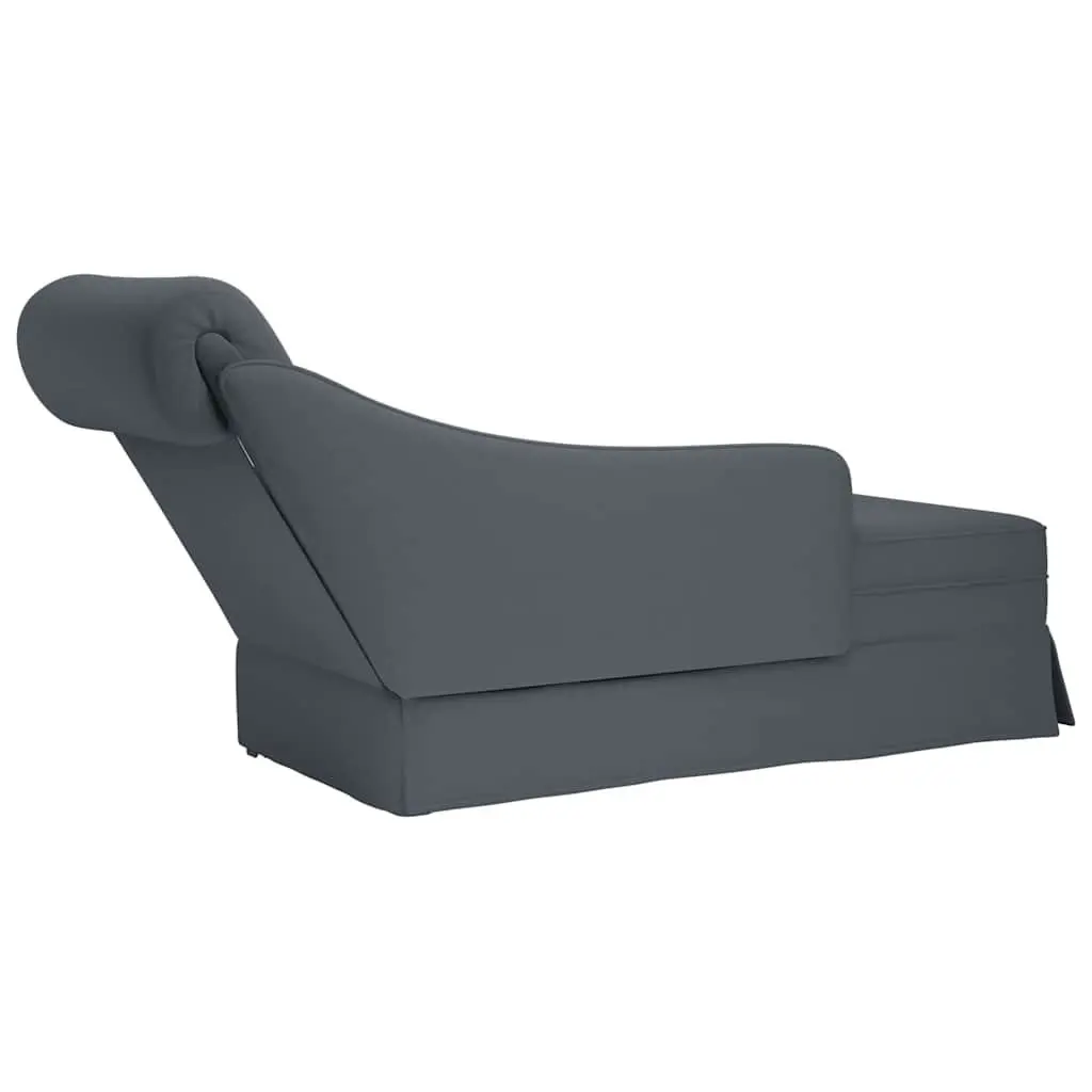 Chaise Lounge Dark Grey Velvet Soft Fabric Right Armrest