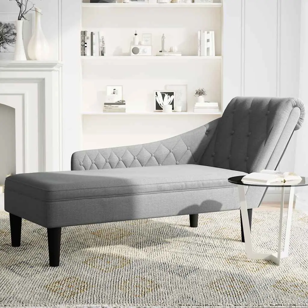 Chaise Lounge Sofa with Lumbar Pillow Right Armrest Button Tufted Living Room