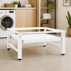 Washing Machine Pedestal with Pull-out Shelf White Storage Riser Laundry