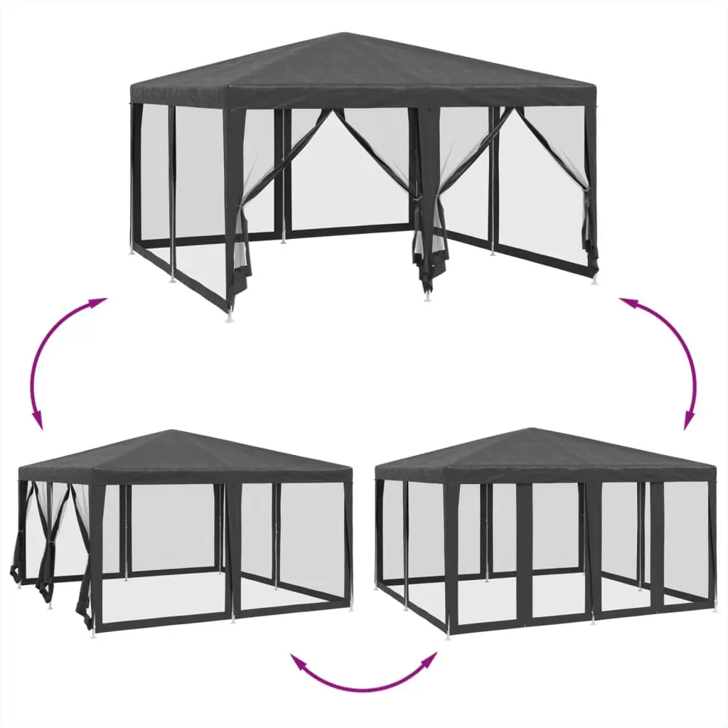 Party Tent Outdoor Gazebo Canopy 4x4m with 8 Mesh Sidewalls Anthracite