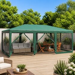 Party Tent 6x4 m Gazebo Outdoor Garden Event Shelter Mesh Sidewalls Green