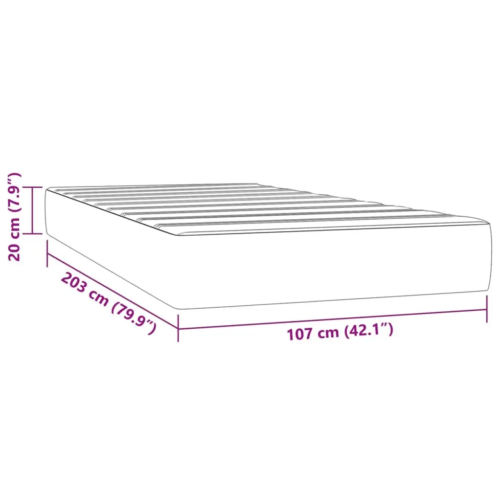Pocket Spring Bed Mattress Medium Firmness King Single Black Velvet 106x203x20cm