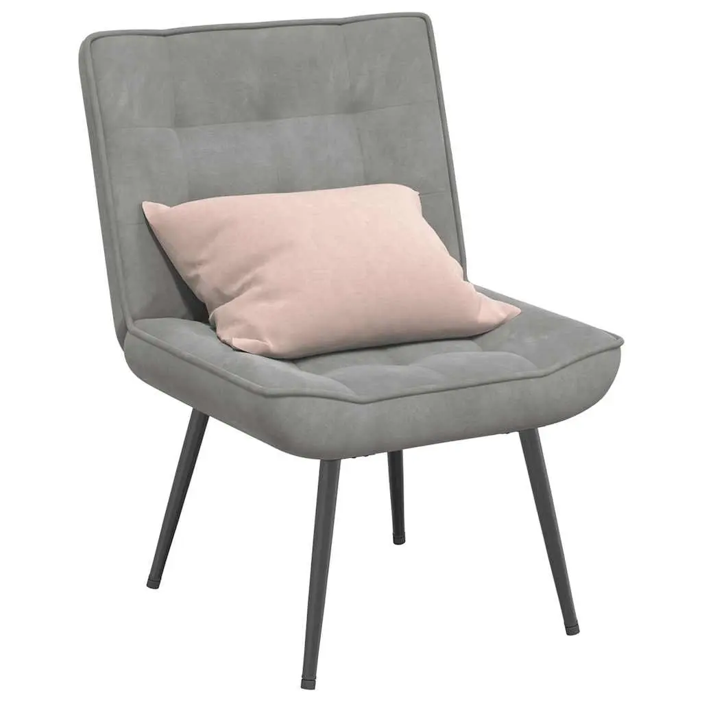 Relaxing Chair Soft Velvet Upholstered Backrest Grey