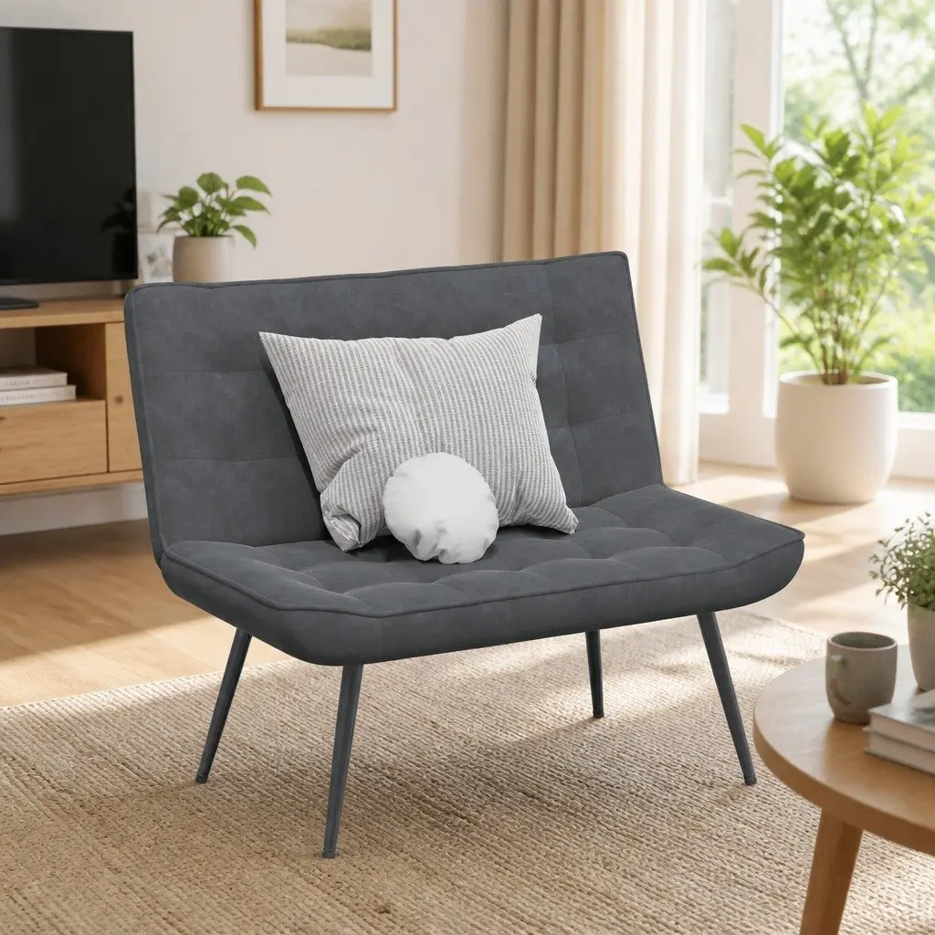 Grey Velvet Bench Seat Living Room Furniture Backrest Support Upholstered Indoor