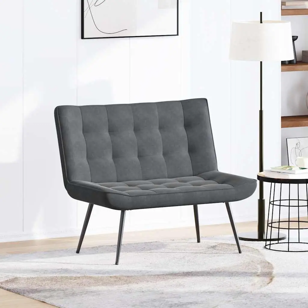 Velvet Bench Seat Backrest Support Indoor Furniture Grey 110 x 74 x 84 cm