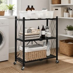 Storage Shelf on Wheels with Brakes Blue 71x34x88cm Steel Garage Organizer